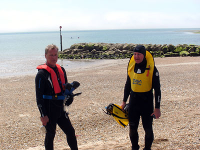 Preparing to dive - Paul and Anthony