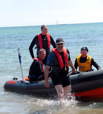 Arriving back at shore