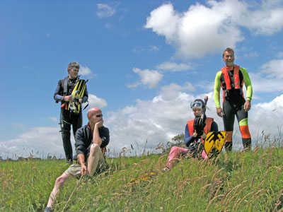 Graham, Adrian, Abby and Paul prepare to dive